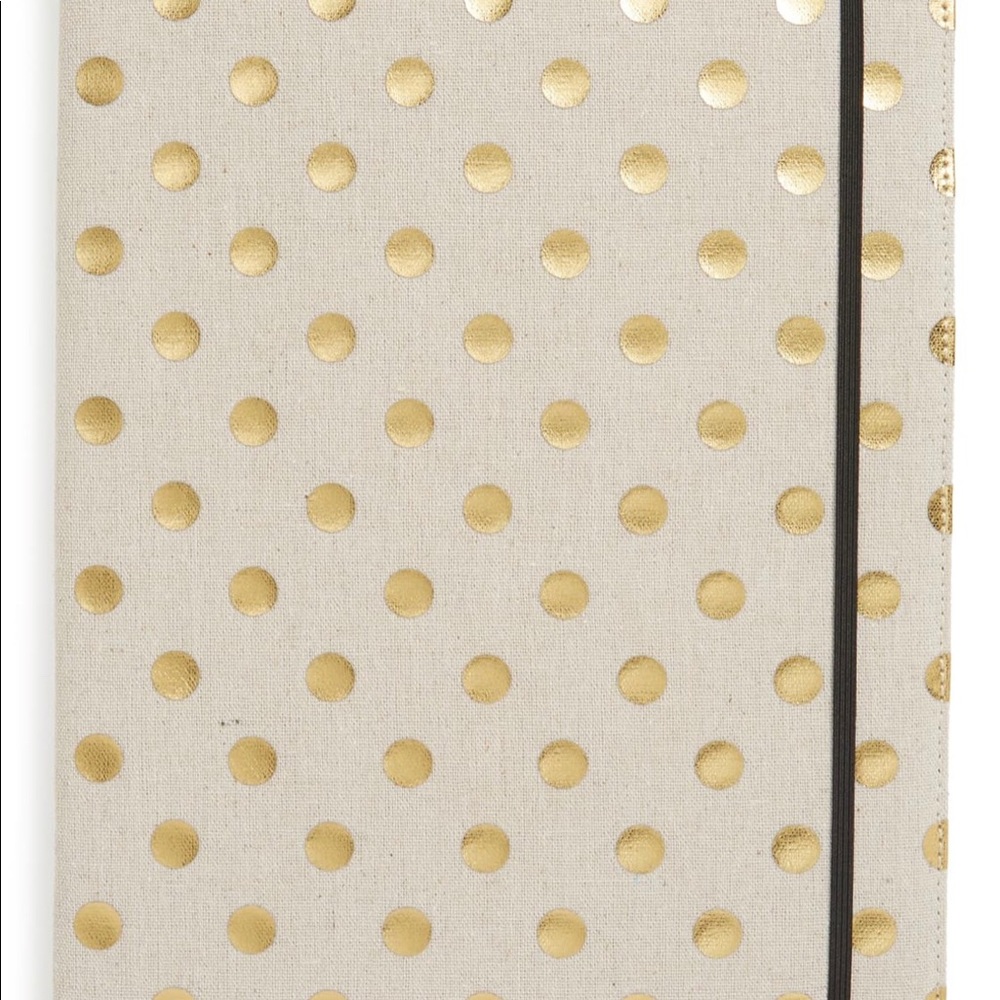 Kate Spade Notepad Folio, Linen & Gold Dot, Gold